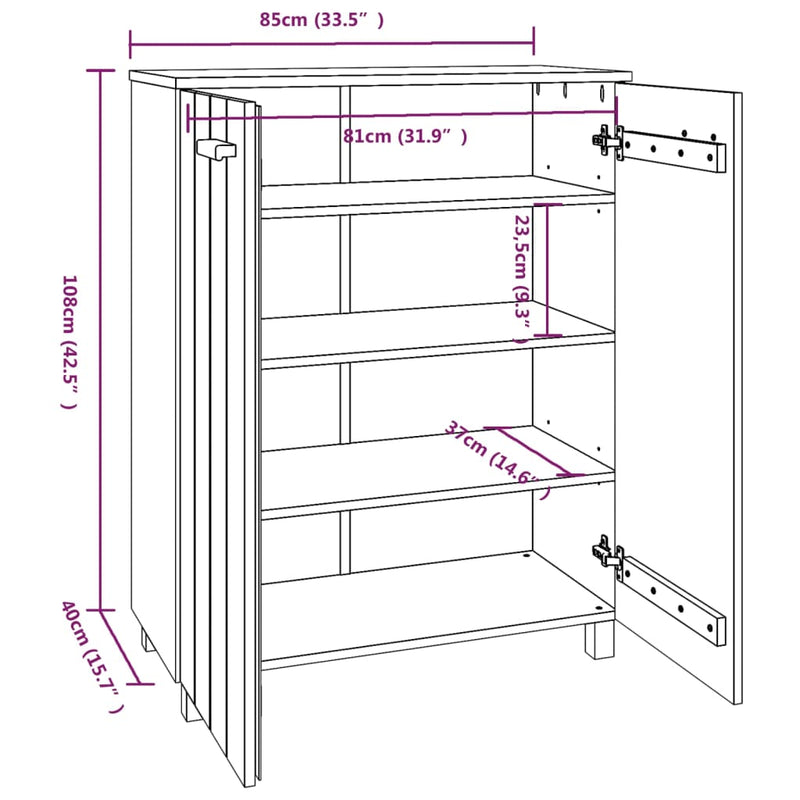 Schoenenkast Hamar 85X40X108 Cm Massief Grenenhout