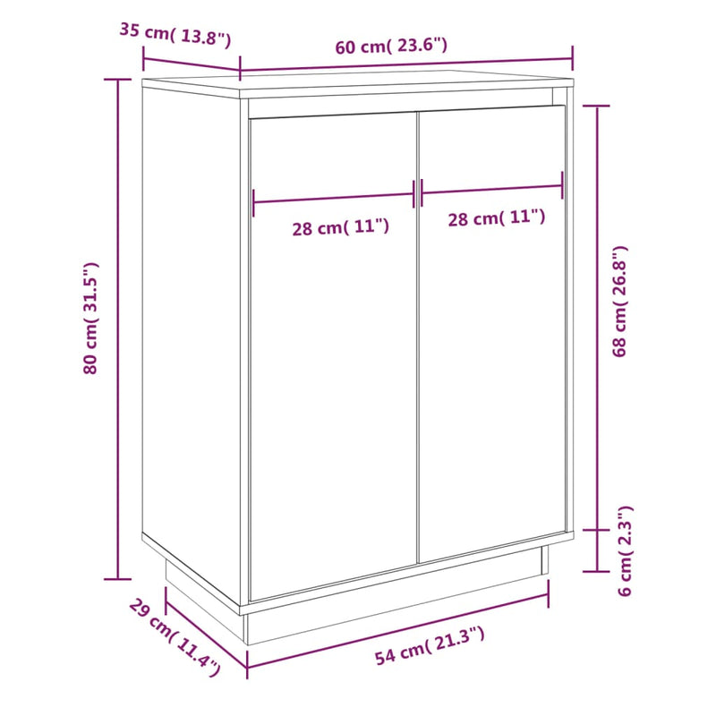 Schoenenkast 60X35X80 Cm Massief Grenenhout