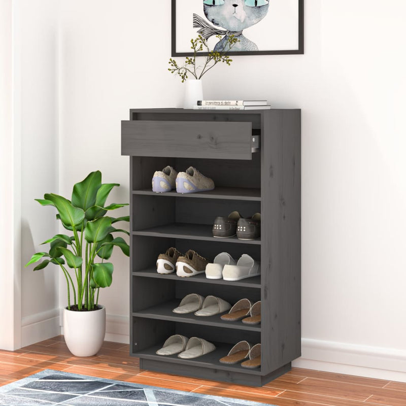 Schoenenkast 60X34X105 Cm Massief Grenenhout