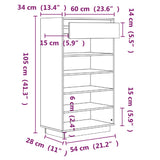 Schoenenkast 60X34X105 Cm Massief Grenenhout