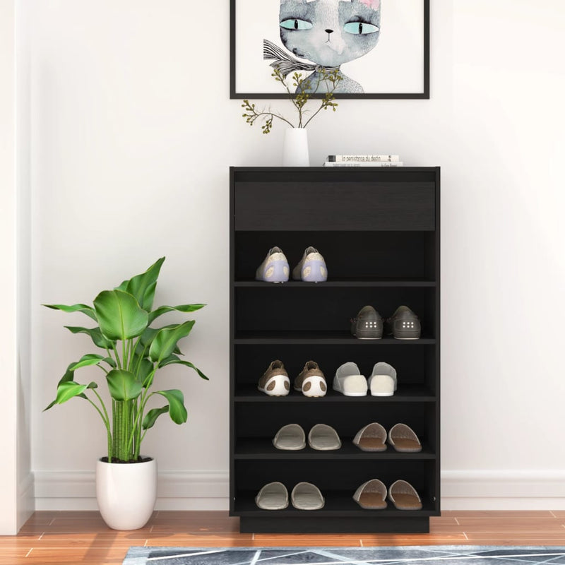 Schoenenkast 60X34X105 Cm Massief Grenenhout