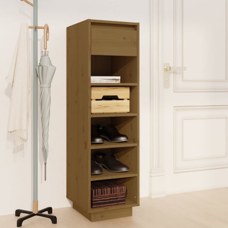 Schoenenkast 30X34X105 Cm Massief Grenenhout