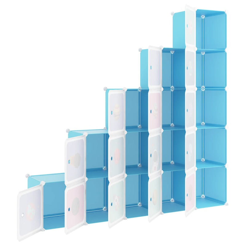 Kinderopbergmeubel Met 15 Vakken Polypropeen Blauw