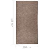 Buitenkleed Platgeweven 100X200 Cm Bruin Wit