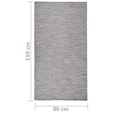 Buitenkleed Platgeweven 80X150 Cm Bruin En Blauw