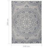 Buitenkleed Met Patroon Platgeweven 140X200 Cm Blauw Grijs