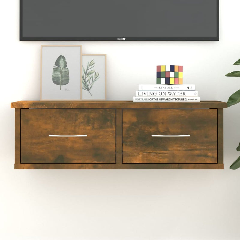 Wandkast 60X26X18,5 Cm Bewerkt Hout Artisanaal Eikenkleur