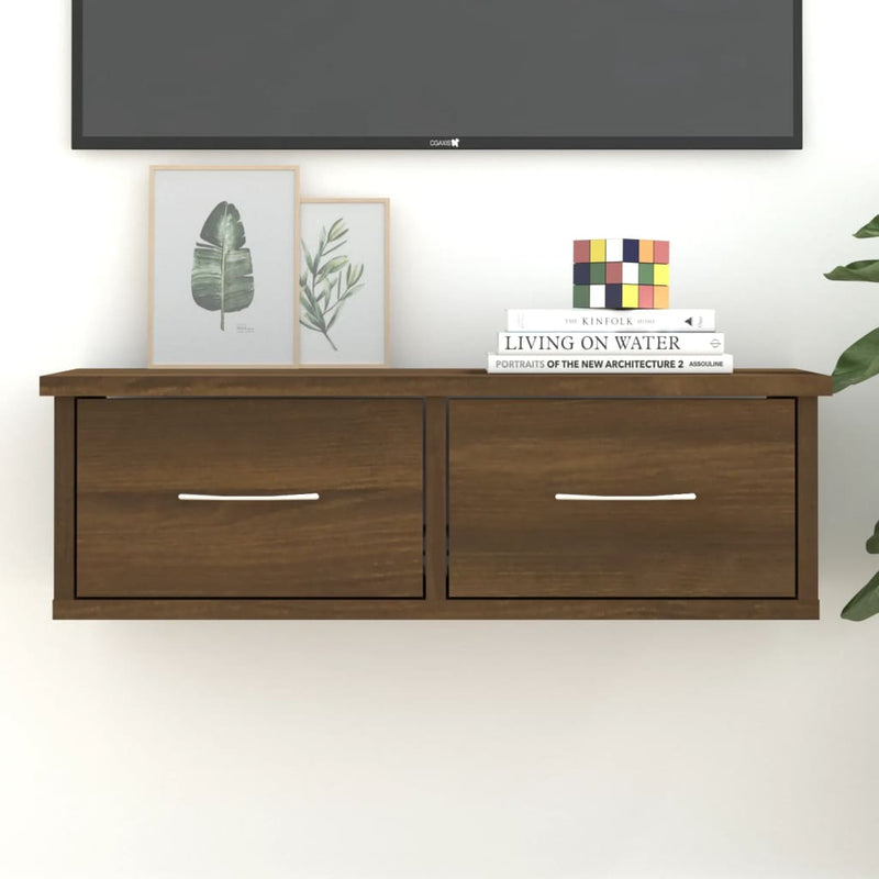 Wandkast 60X26X18,5 Cm Bewerkt Hout Artisanaal Eikenkleur