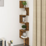 Hoekwandschap 32X32X127,5 Cm Bewerkt Hout Kleurig Gerookt Eiken