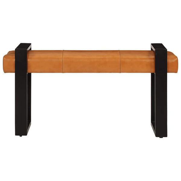 Bankje 110 Cm Echt Geitenleer Zwart En Bruin