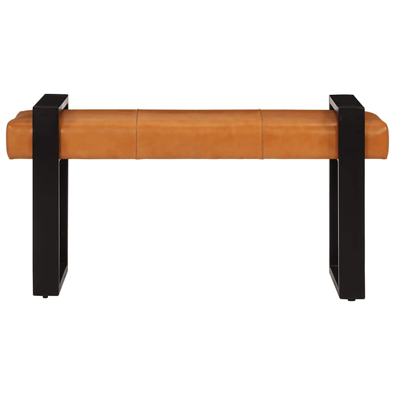 Bankje 110 Cm Echt Geitenleer Zwart En Bruin