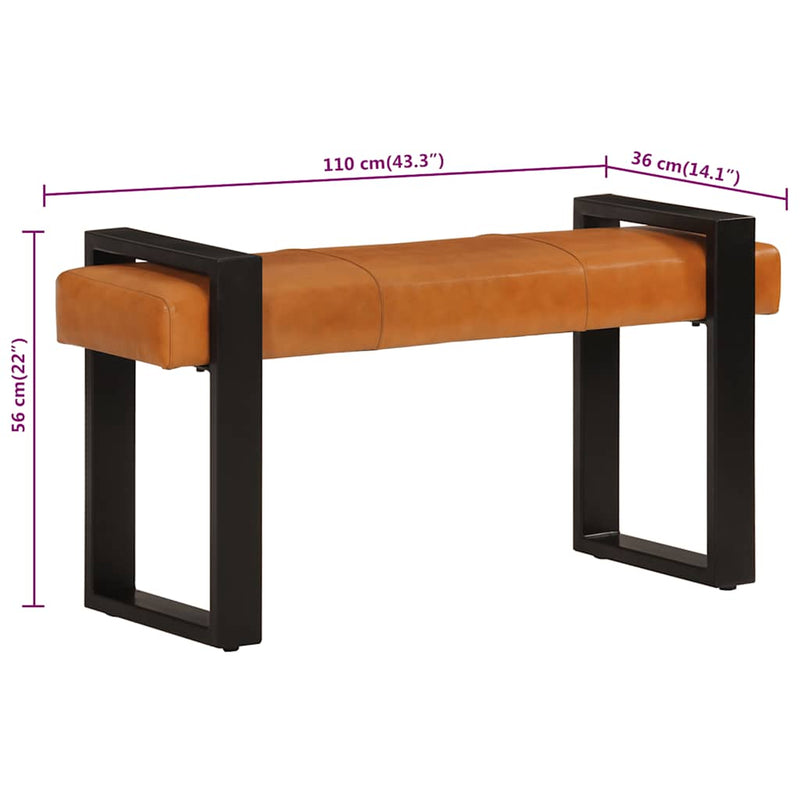 Bankje 110 Cm Echt Geitenleer Zwart En Bruin