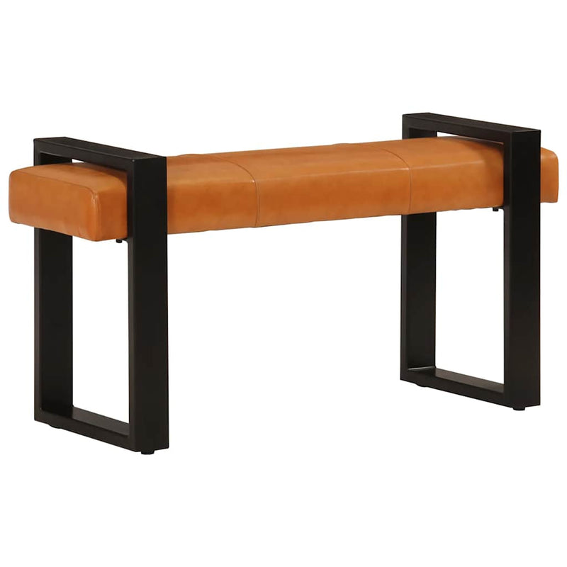 Bankje 110 Cm Echt Geitenleer Zwart En Bruin