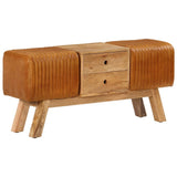 Bankje Turnbok 107 Cm Echt Geitenleer Massief Mangohout Bruin