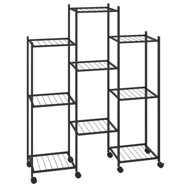 Bloemenstandaard Met Wielen 83X25X103,5 Cm Ijzer Zwart