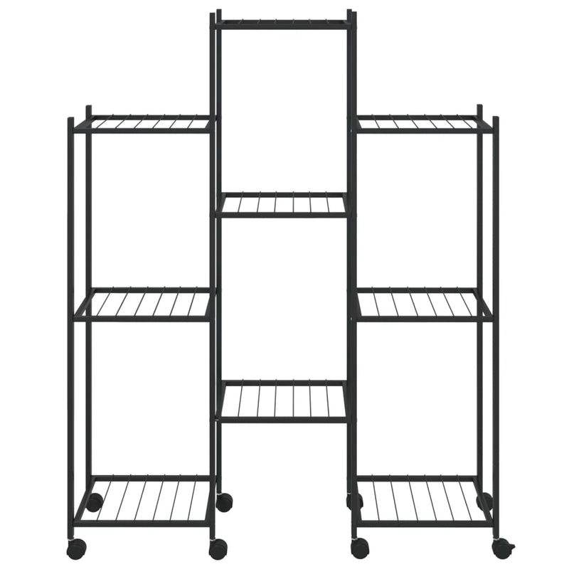 Bloemenstandaard Met Wielen 83X25X103,5 Cm Ijzer Zwart