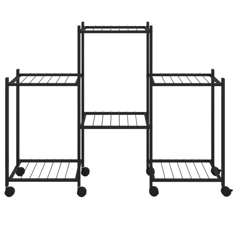 Bloemenstandaard Met Wielen 83X25X63,5 Cm Ijzer Zwart