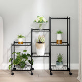 Bloemenstandaard Met Wielen 83X25X83,5 Cm Ijzer Zwart