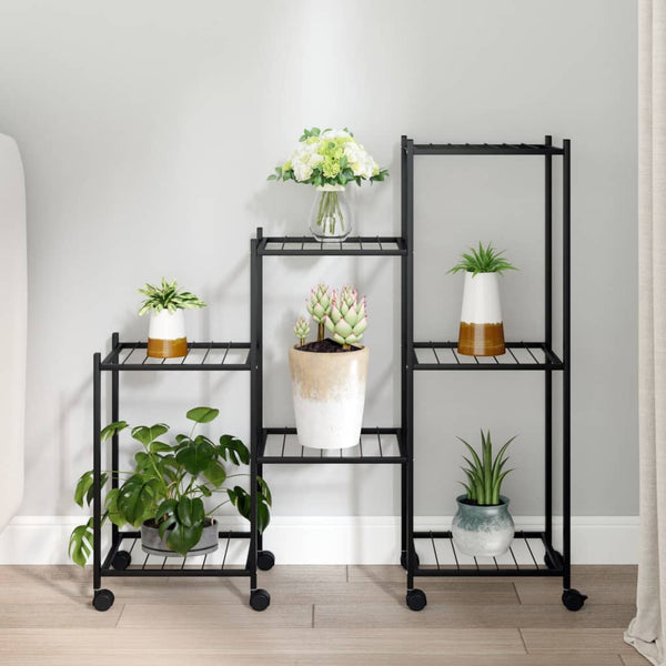 Bloemenstandaard Met Wielen 83X25X83,5 Cm Ijzer Zwart