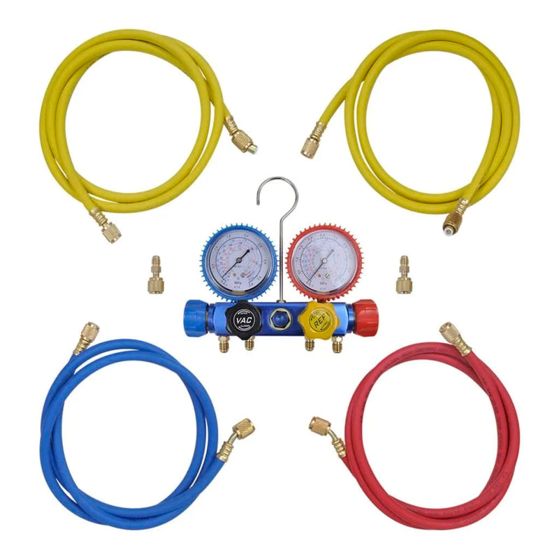 Vacuümpomp 50 L/Min Met 4-Voudige Manometerset