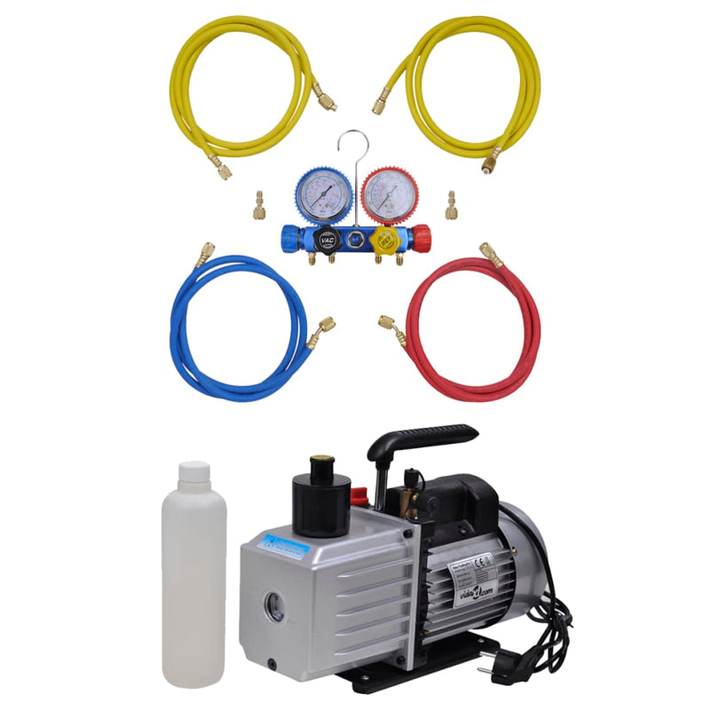 Vacuümpomp 50 L/Min Met 4-Voudige Manometerset