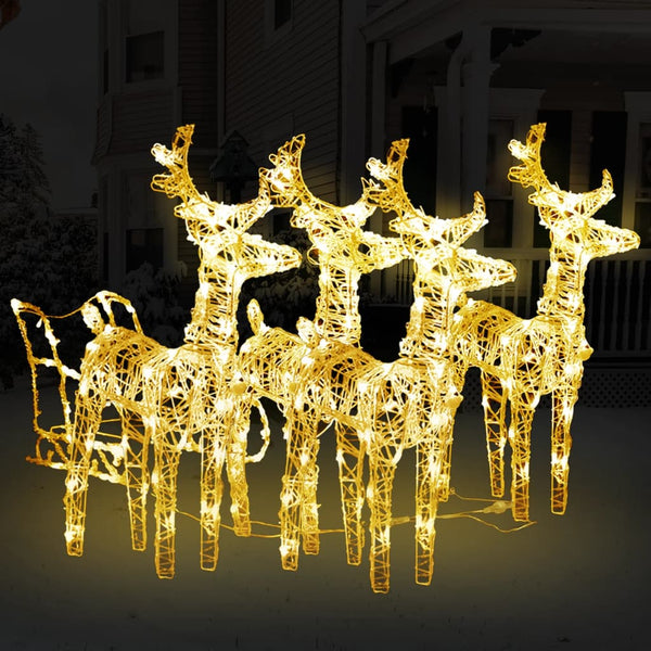 Kerstversiering Rendieren En Slee 240 Led's Acryl
