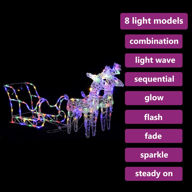 Kerstversiering Rendieren En Slee 240 Led's Acryl
