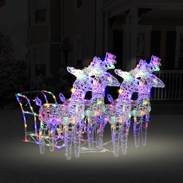 Kerstversiering Rendieren En Slee 240 Led's Acryl