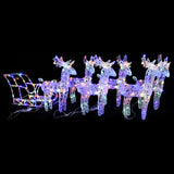 Kerstversiering Rendieren En Slee 160 Led's 130 Cm Acryl Multikleur