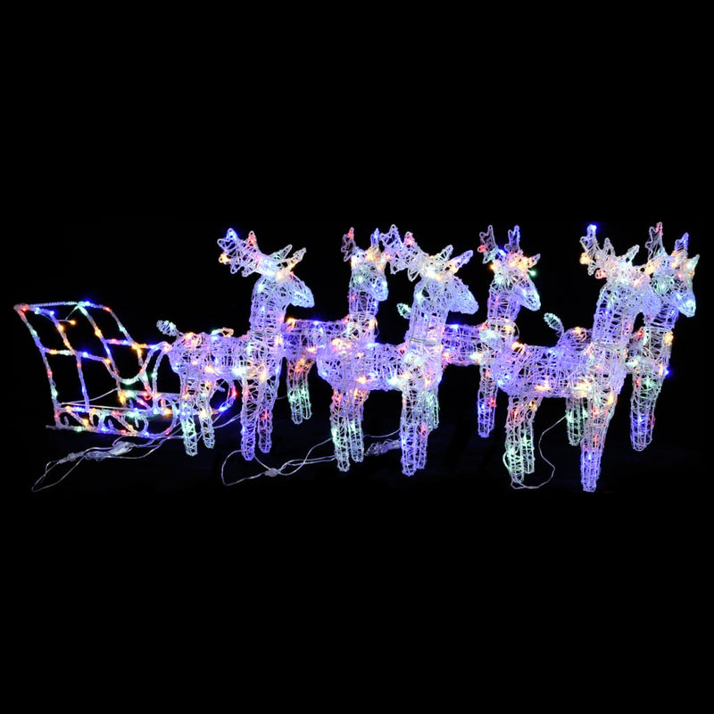 Kerstversiering Rendieren En Slee 160 Led's 130 Cm Acryl Multikleur
