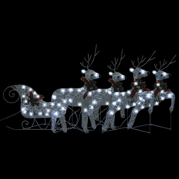 Buitenkerstversiering Rendieren En Slee 100 Led's Zilverkleurig