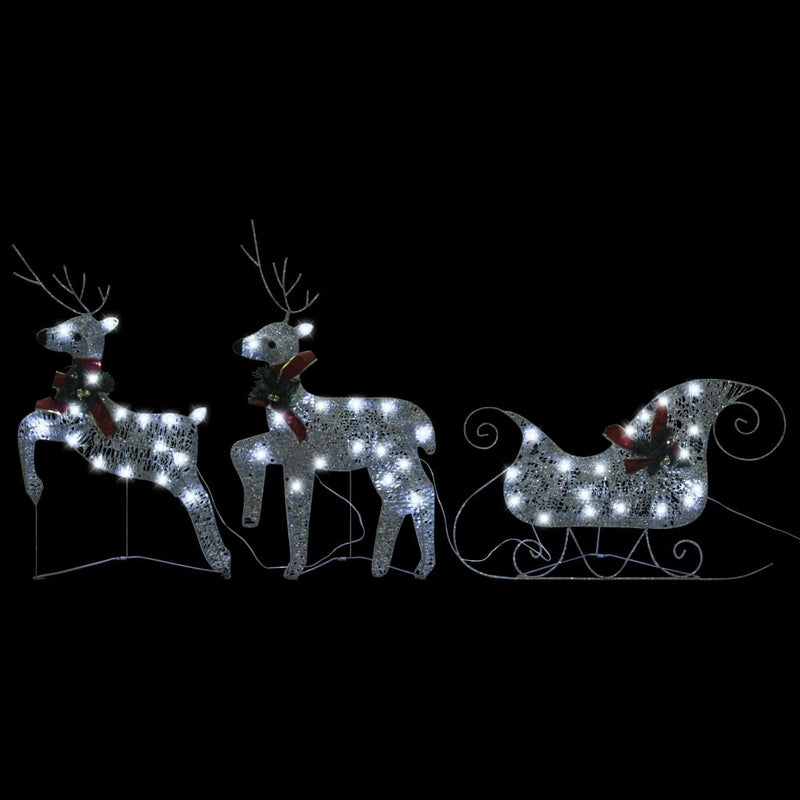Buitenkerstversiering Rendieren En Slee 100 Led's Zilverkleurig