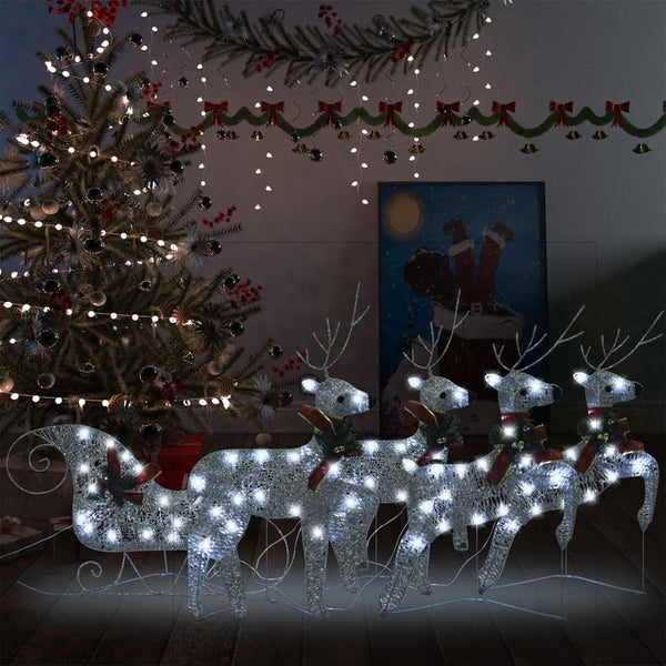 Buitenkerstversiering Rendieren En Slee 100 Led's Zilverkleurig
