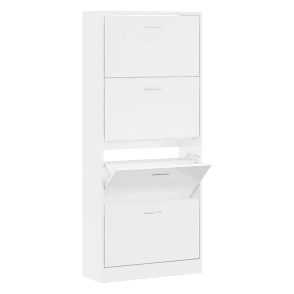 Schoenenkast 63X24X Bewerkt Hout Hoogglans Wit
