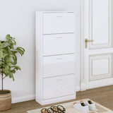 Schoenenkast 63X24X Bewerkt Hout Hoogglans Wit