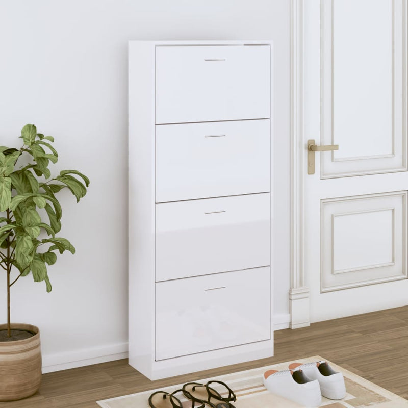 Schoenenkast 63X24X Bewerkt Hout Hoogglans Wit