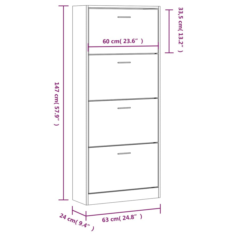Schoenenkast 63X24X Bewerkt Hout Bruin Eikenkleur