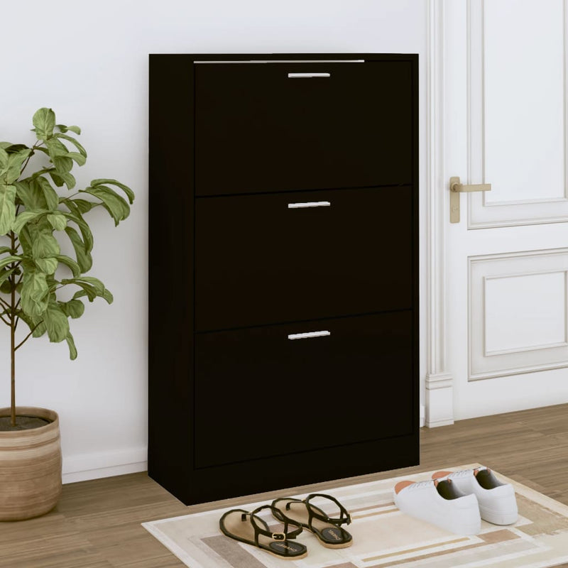 Schoenenkast 63X24X Bewerkt Hout Zwart