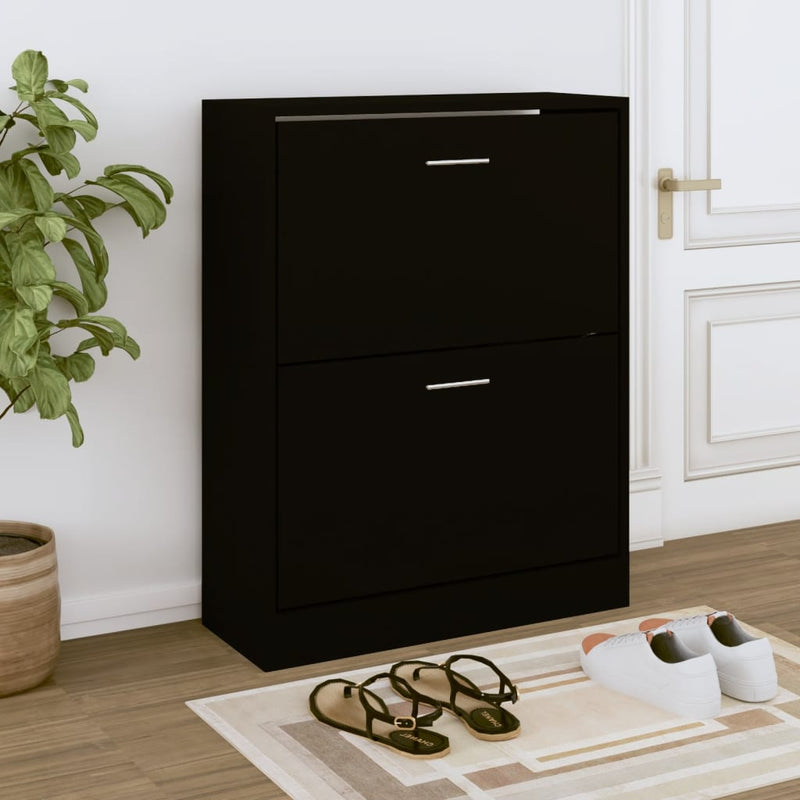 Schoenenkast 63X24X Bewerkt Hout Zwart