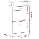 Schoenenkast 63X24X104 Cm Bewerkt Hout