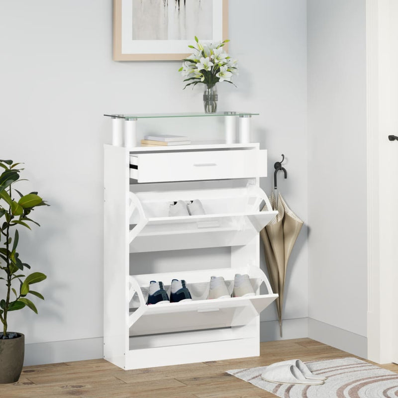 Schoenenkast 63X24X104 Cm Bewerkt Hout