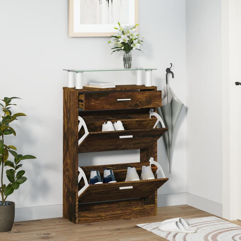Schoenenkast 63X24X104 Cm Bewerkt Hout
