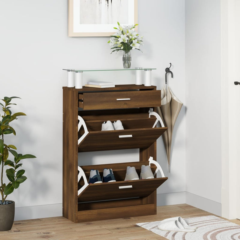 Schoenenkast 63X24X104 Cm Bewerkt Hout