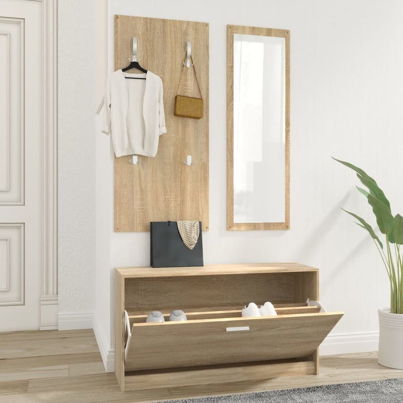Schoenenkastset 3-In-1 Bewerkt Hout