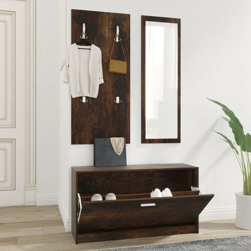 Schoenenkastset 3-In-1 Bewerkt Hout