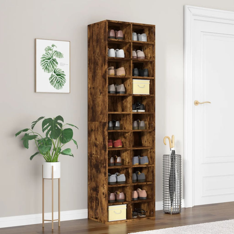 Schoenenkast 54X34X183 Cm Spaanplaat Ambachtelijk Eikenkleurig