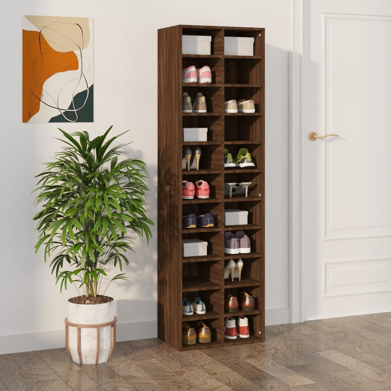 Schoenenkast 54X34X183 Cm Spaanplaat Ambachtelijk Eikenkleurig