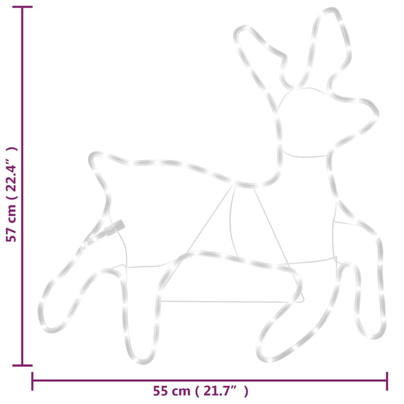 Kerstfiguur Rendier Met 72 Warmwitte Led's 57X55X4,5 Cm
