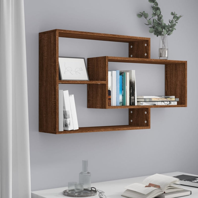 Wandschap 104X20X58,5 Cm Bewerkt Hout Kleurig