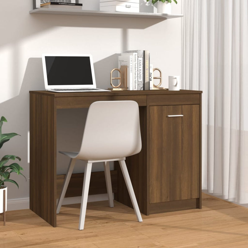 Bureau 100X50X76 Cm Bewerkt Hout Artisanaal Eikenkleur